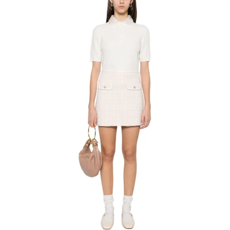 Maje Embellished-collar Knitted Polo Shirt-2