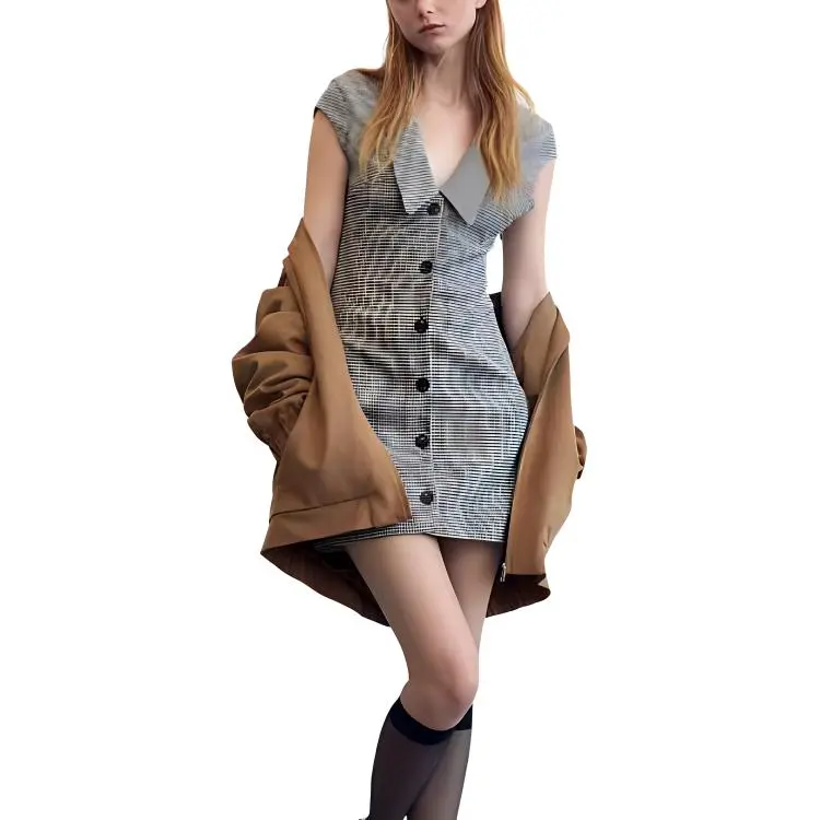 ZARA Sleeveless Dress Women's Brown-4