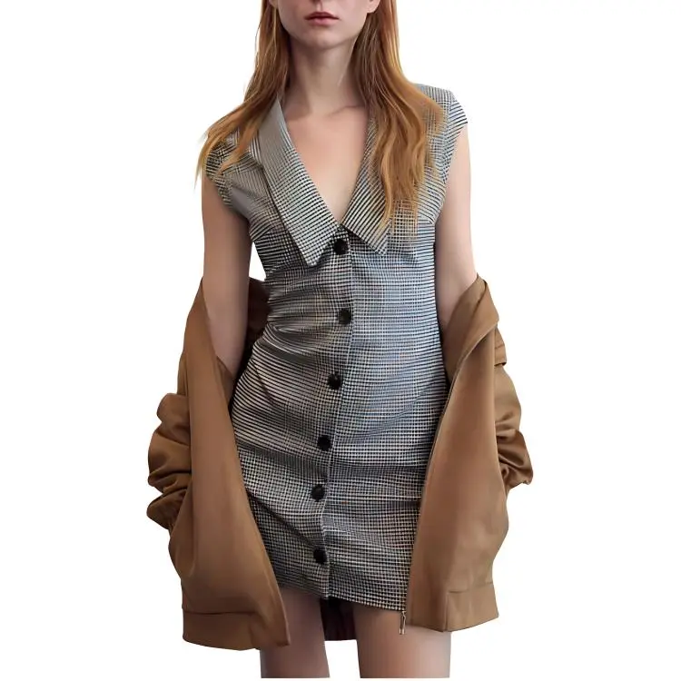 ZARA Sleeveless Dress Women's Brown-6