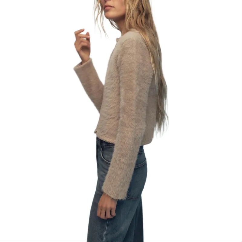 ZARA Velvet-feel Coat Women's Light Camel-2