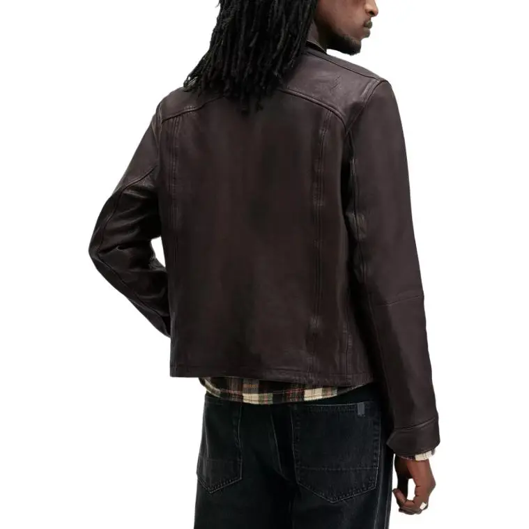 ALLSAINTS Leather Jacket Men's Brown-4