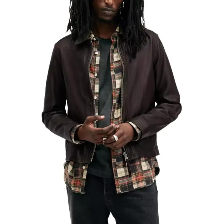 ALLSAINTS Leather Jacket Men's Brown-1