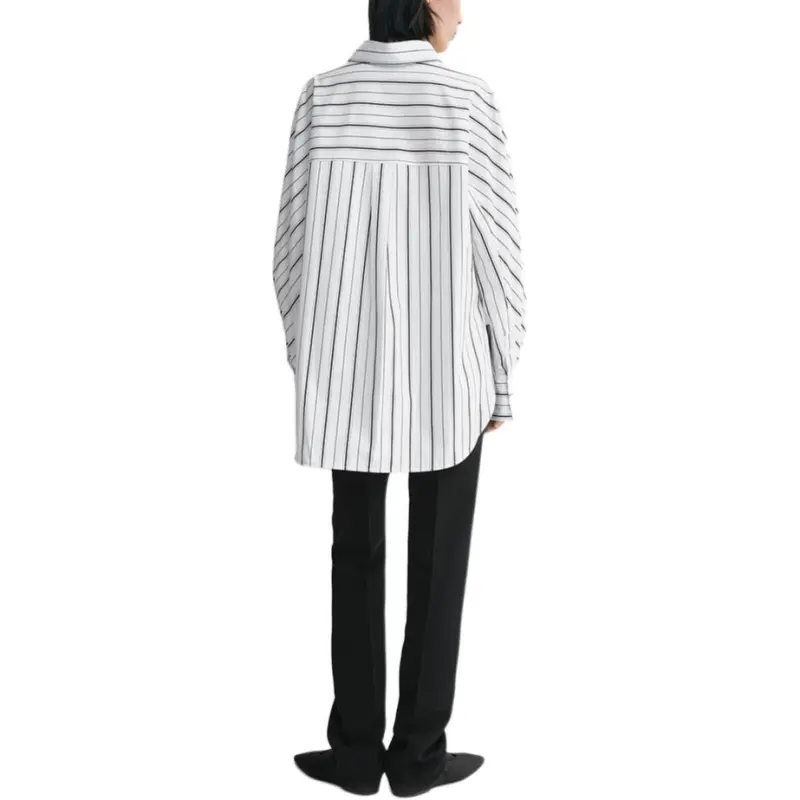 TOTEME Striped Collared Long Sleeve Shirt-2