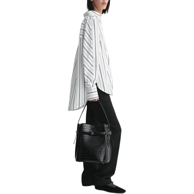 TOTEME Striped Collared Long Sleeve Shirt-1
