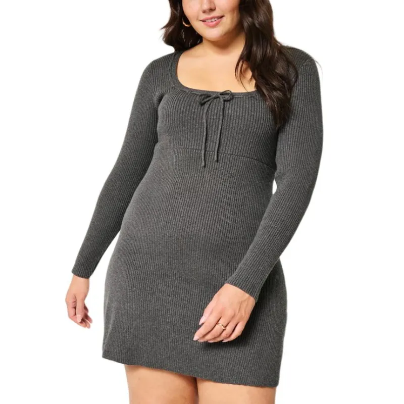 Hollister Long-Sleeved Dresses Women's Dark Gray-1