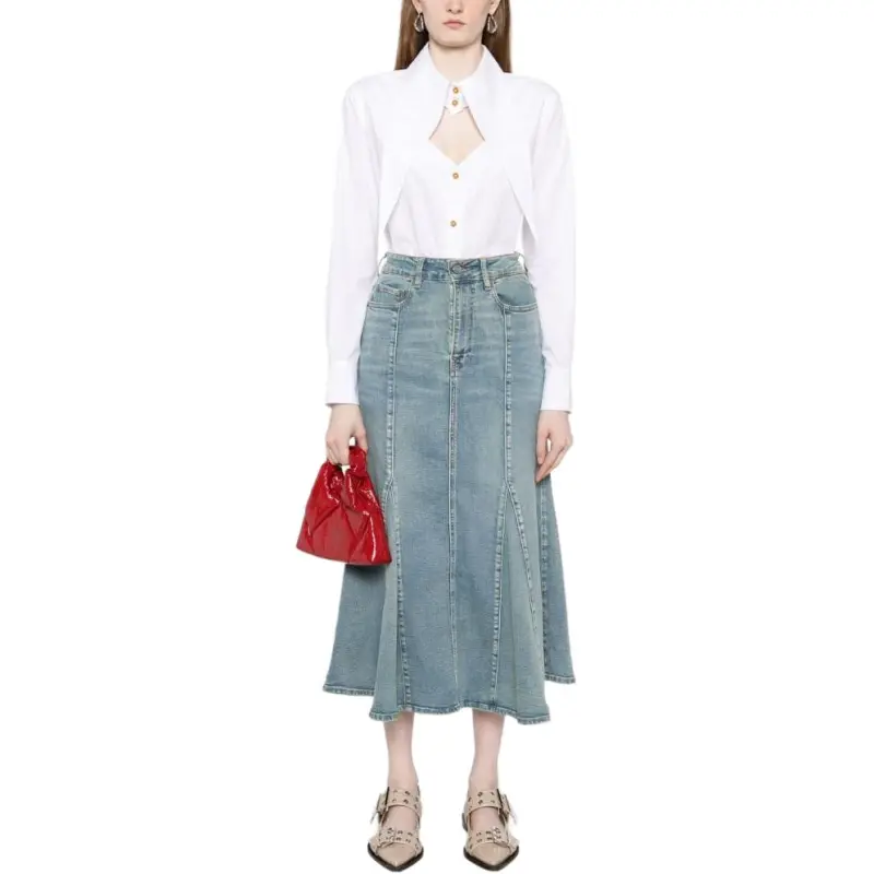 GANNI Peplum Denim Skirt-2