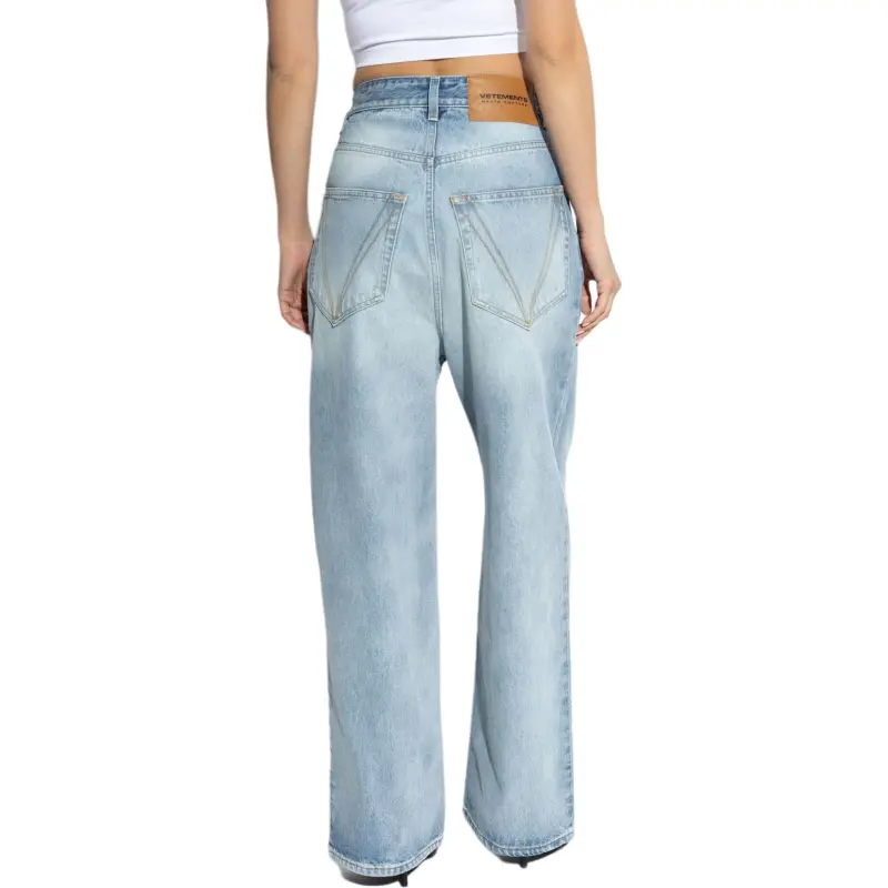 Vetements Embroidered Logo Baggy Jeans 'Light Blue'-2