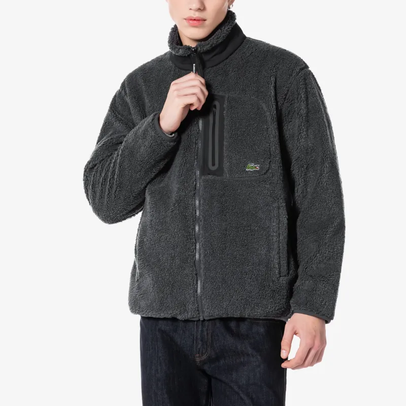 LACOSTE Velvet-feel Coat Men's Gray-1