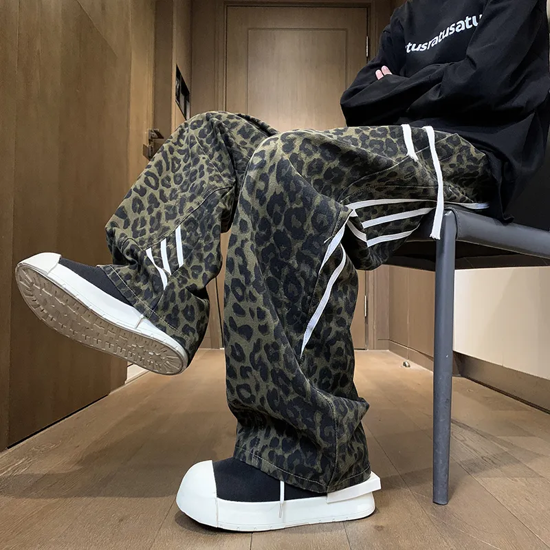 TESTUNG Jeans Unisex Leopard Print-4