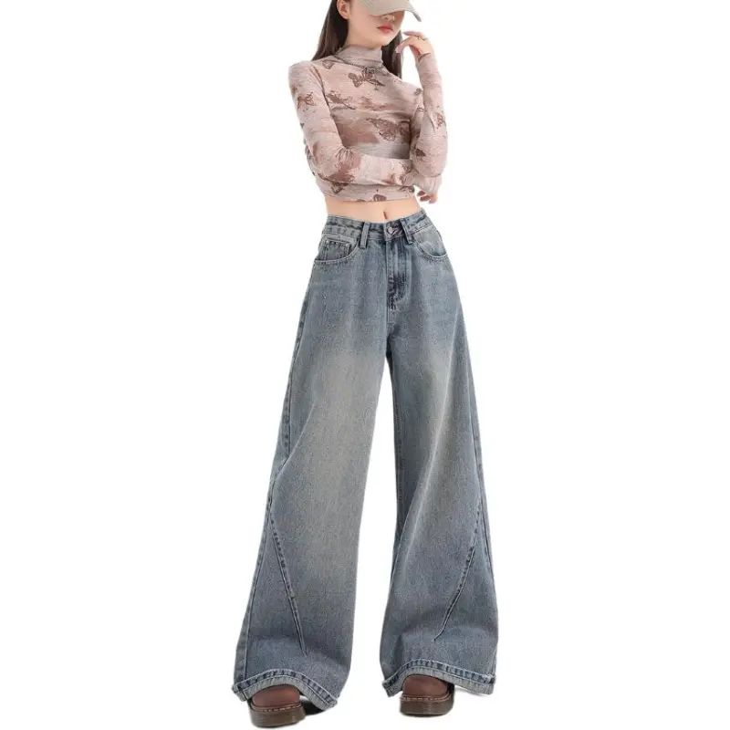 YINLEI Jeans Women's Vintage Blue-2