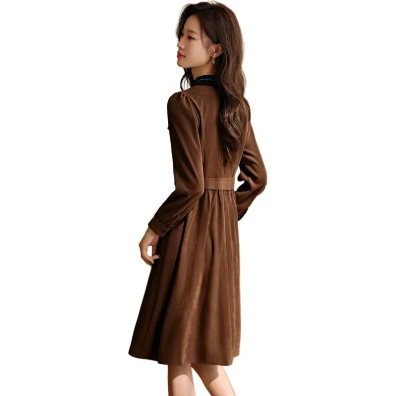 Mo Han Yi Mei Long Sleeved Dress Women's Coffee-1