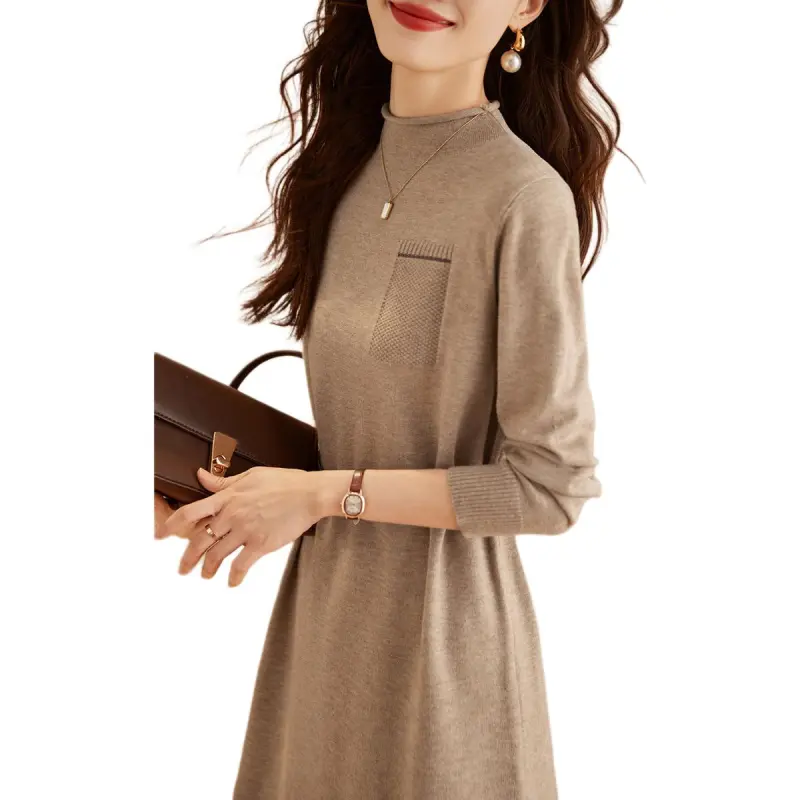 Mo Han Yi Mei Long Sleeved Dresses Women's Khaki-1