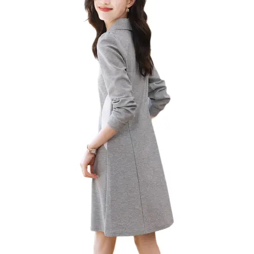 Mo Han Yi Mei Long Sleeved Dresses Women's Gray