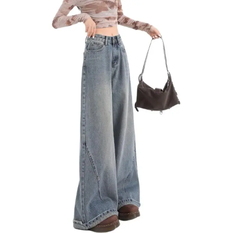 YINLEI Jeans Women's Vintage Blue-5