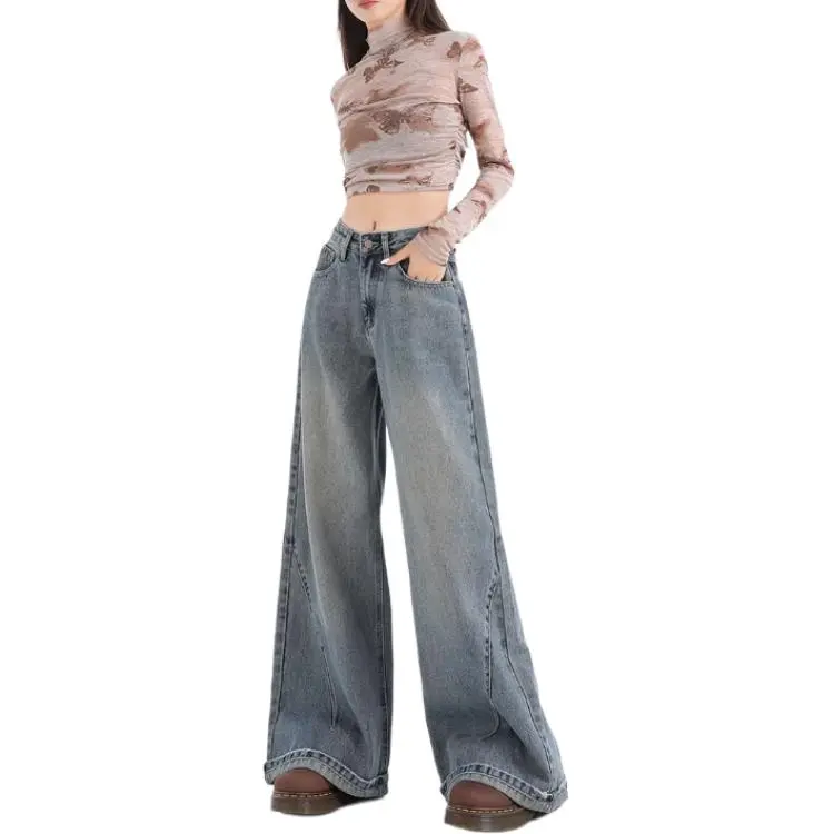 YINLEI Jeans Women's Vintage Blue-4