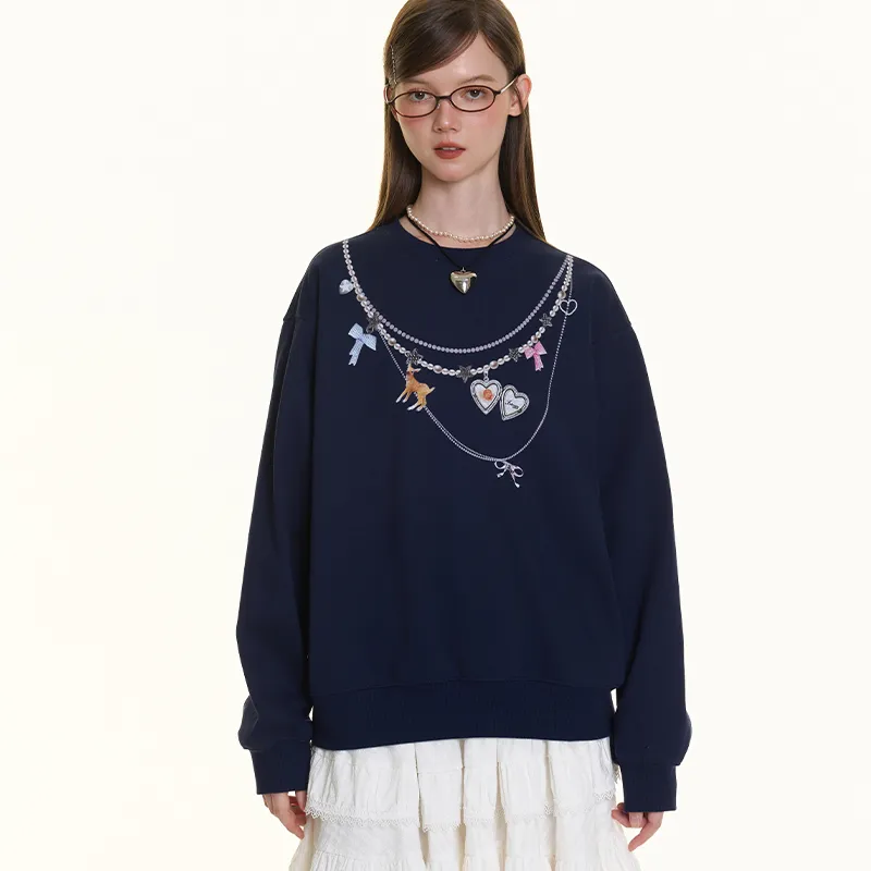 BETWEENAND Sweatshirt Women's Navy Blue-4