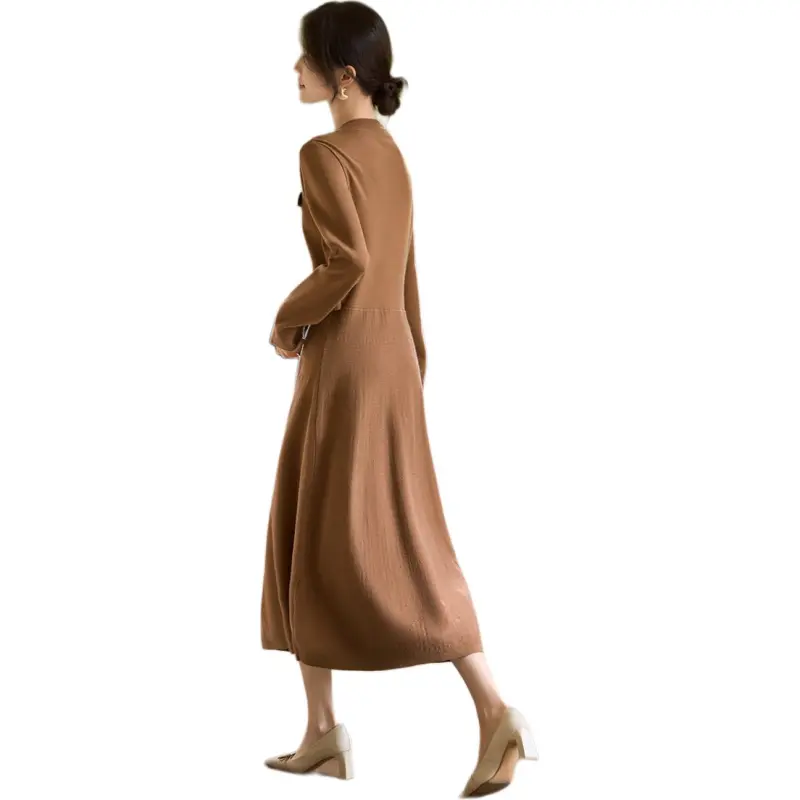 XWI Long Sleeved Dresses Women's Camel-2