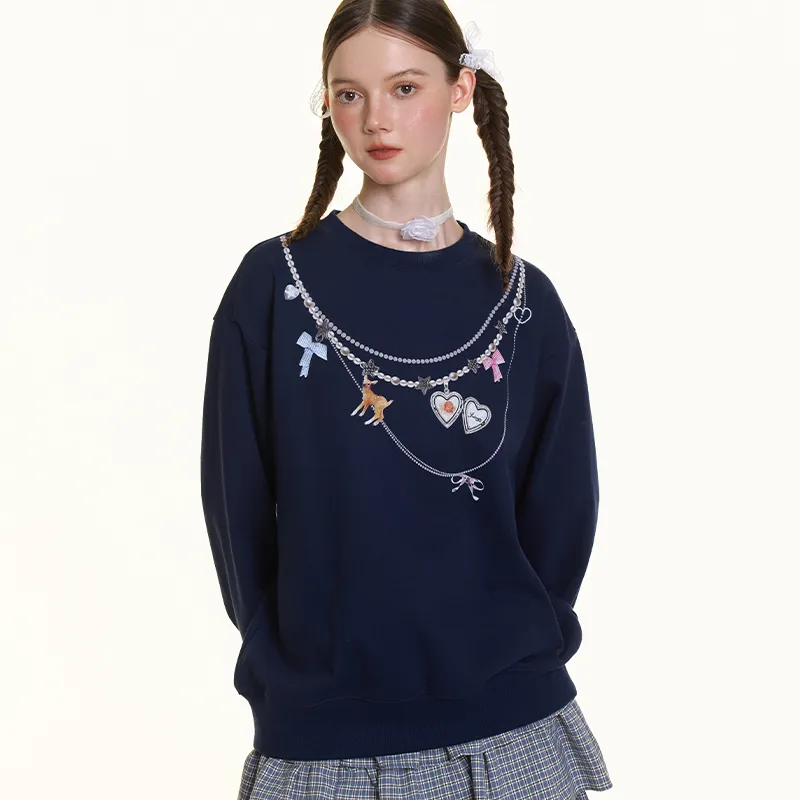 BETWEENAND Sweatshirt Women's Navy Blue-3