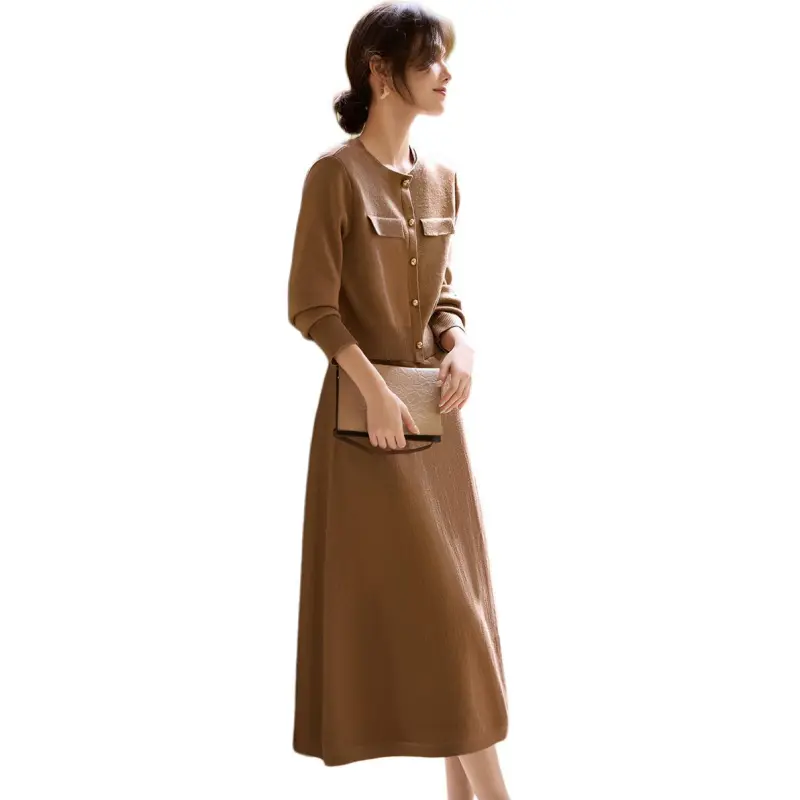 XWI Long Sleeved Dresses Women's Camel-3