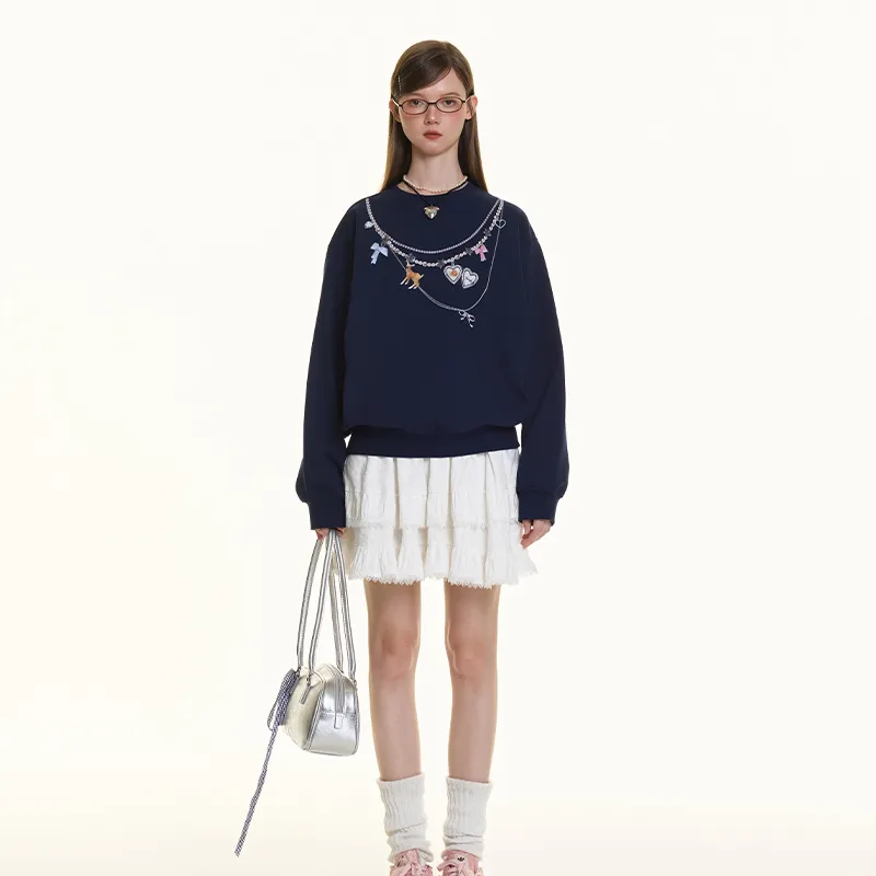 BETWEENAND Sweatshirt Women's Navy Blue-2