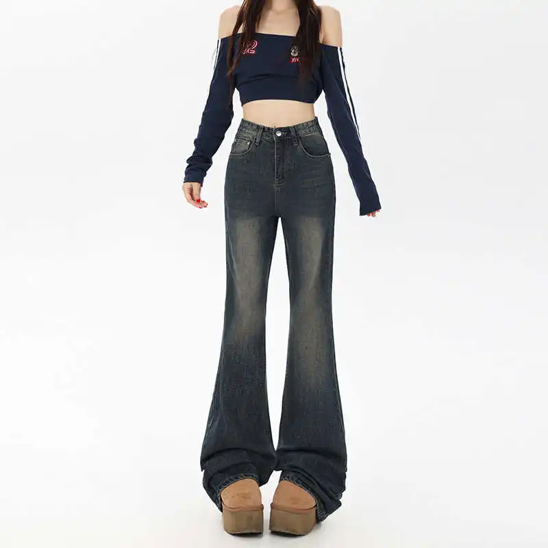 YINLEI Jeans Women's Vintage Blue-2