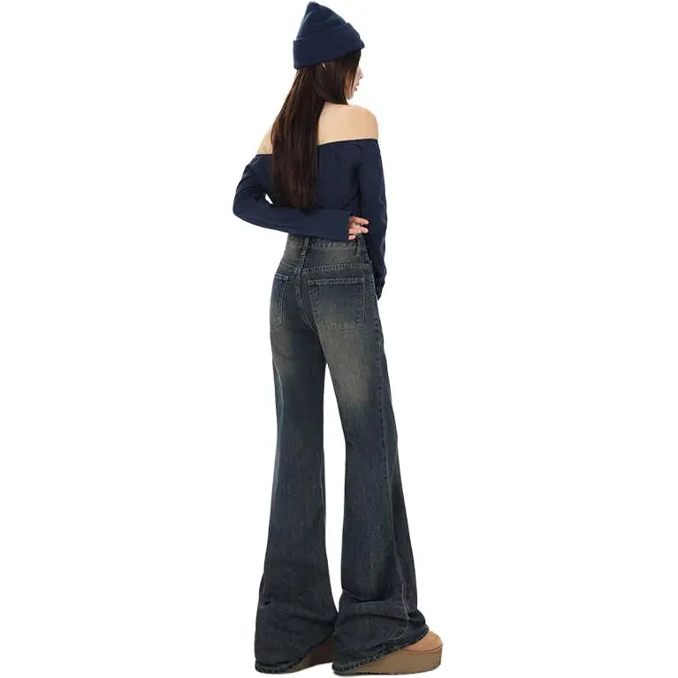 YINLEI Jeans Women's Vintage Blue-1