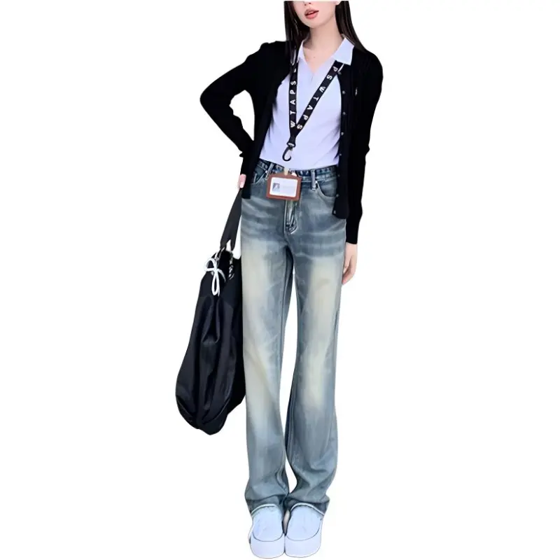 YINLEI Jeans Women's Pocari Blue-1