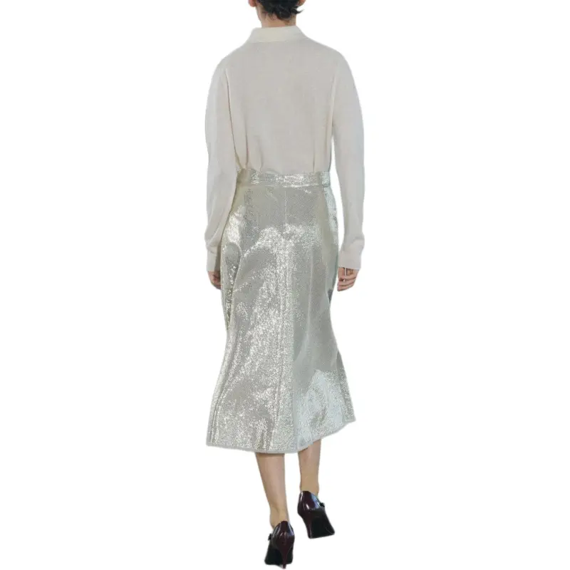 ZARA ZW Series Casual Long Skirts Women's Gold/Silver-4