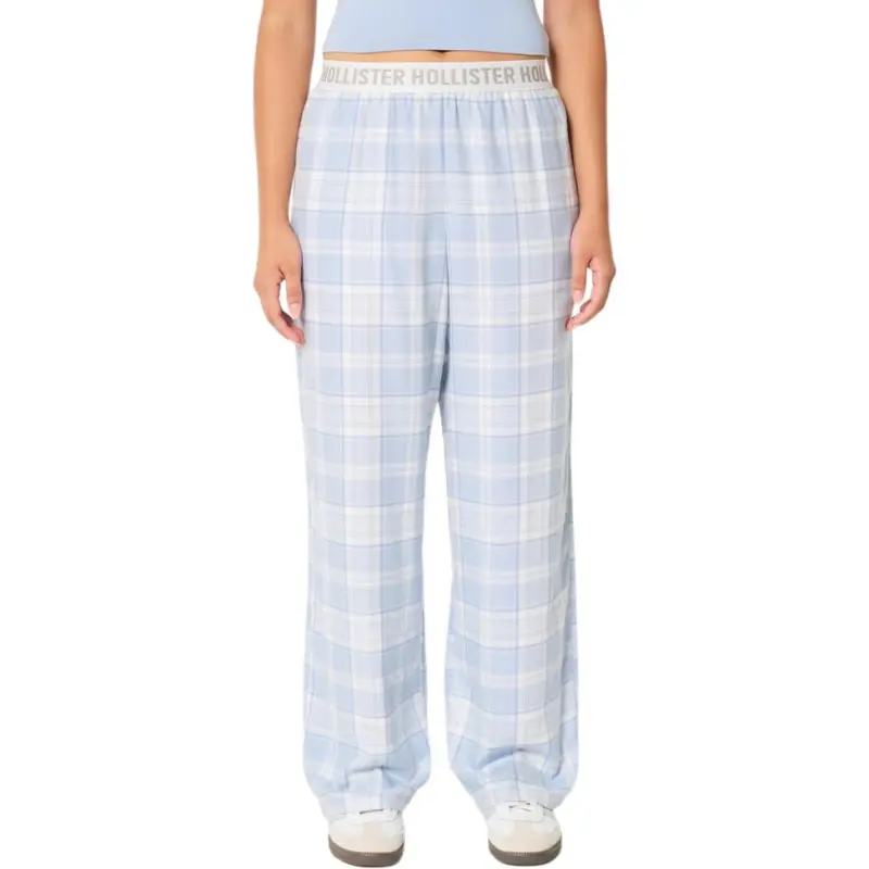 Hollister Pajama Pants Women's Light Blue Plaid-2