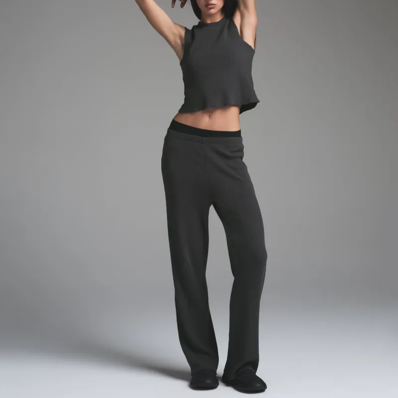 SKIMS FW24 HEAVY WAFFLE STRAIGHT LEG PANT Casual Pants Women's ASH/Ash-1