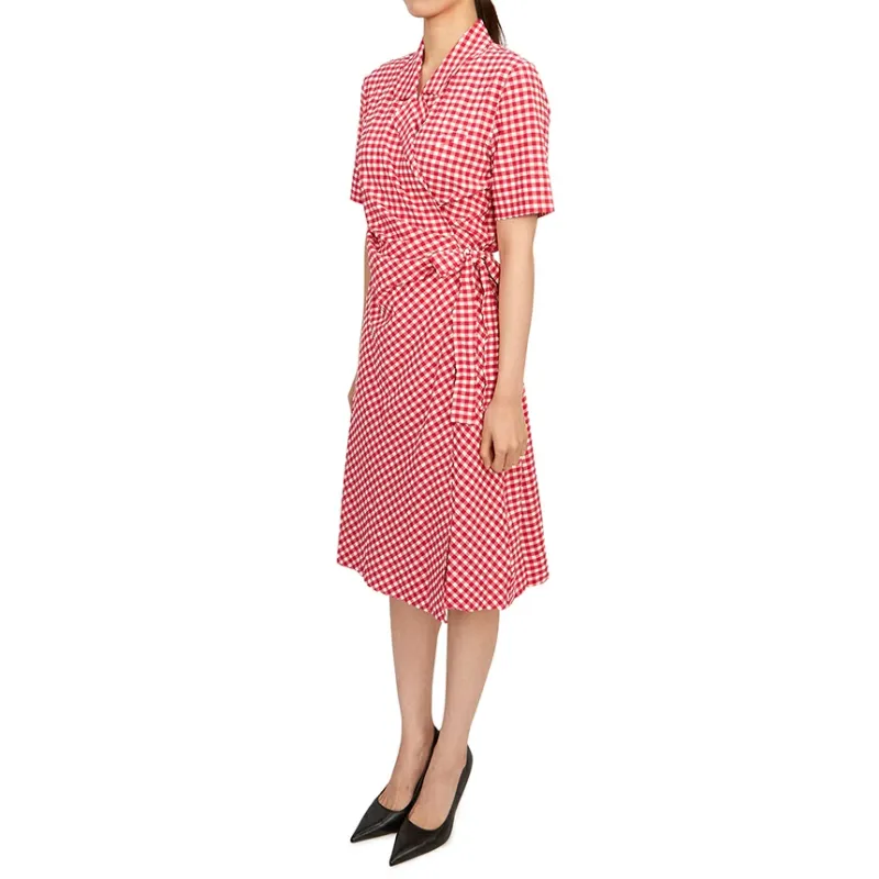 GANNI Short Sleeved Dresses Women's Red-3