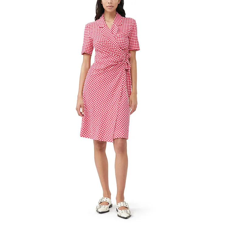 GANNI Short Sleeved Dresses Women's Red-4