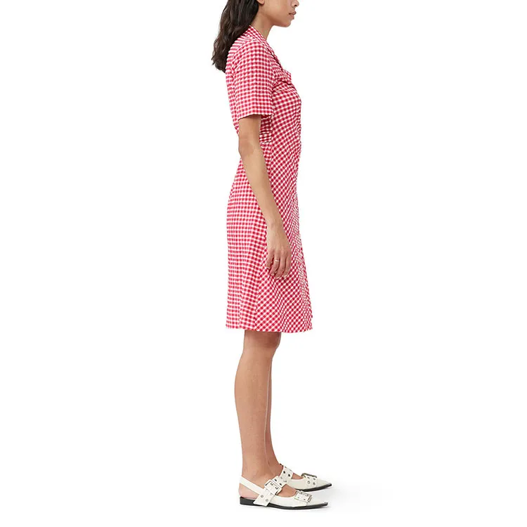 GANNI Short Sleeved Dresses Women's Red-2