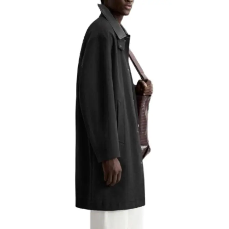 ZARA Trench Coats Men Black-3