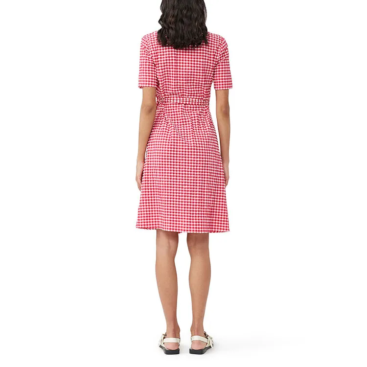 GANNI Short Sleeved Dresses Women's Red-1