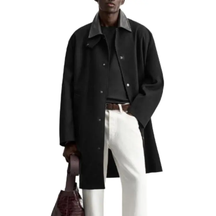 ZARA Trench Coats Men Black-2