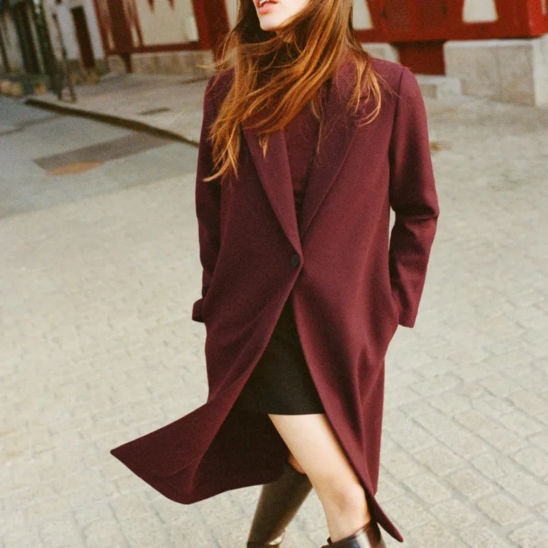 ZARA Coats Women's Burgundy-2