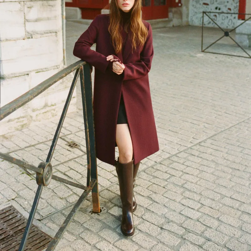 ZARA Coats Women's Burgundy-3