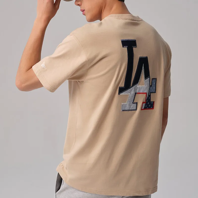 New Era x MLB Skateboard Collection Los Angeles Dodgers T-Shirt Men's Khaki-3