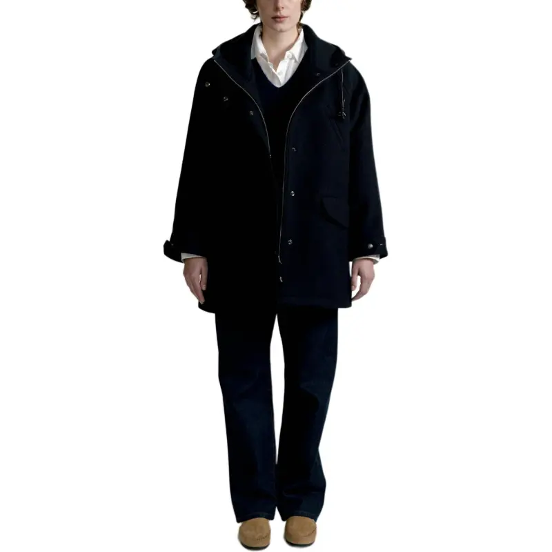 NOTHING WRITTEN FW24 Hanson Hoodie Parka Coats Women's Dark Navy/Dark Blue-3