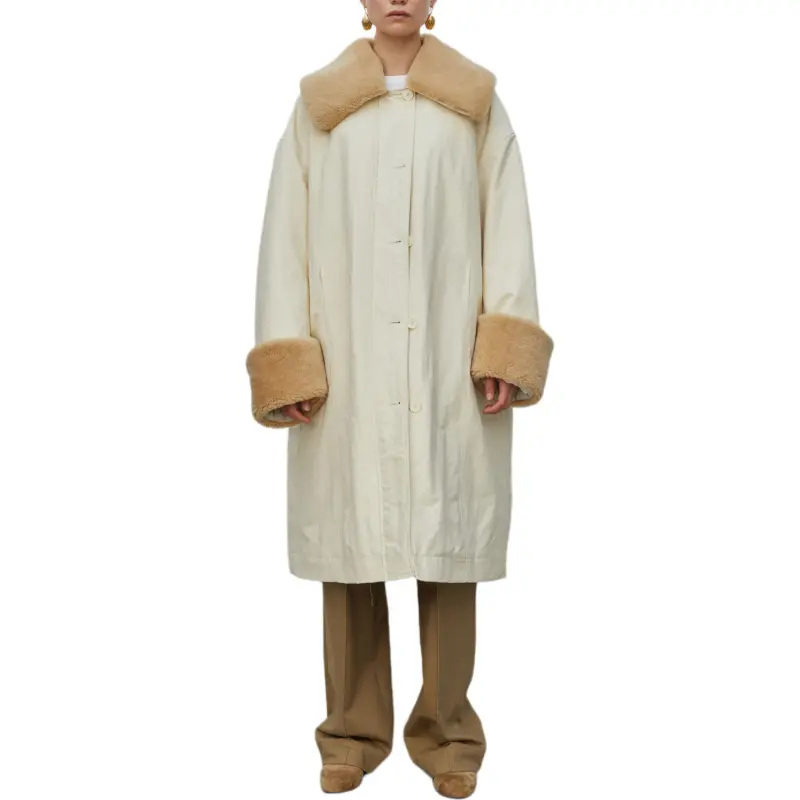 ETHOS COLLAR SHEARING COAT Coats Women's Ivory-2