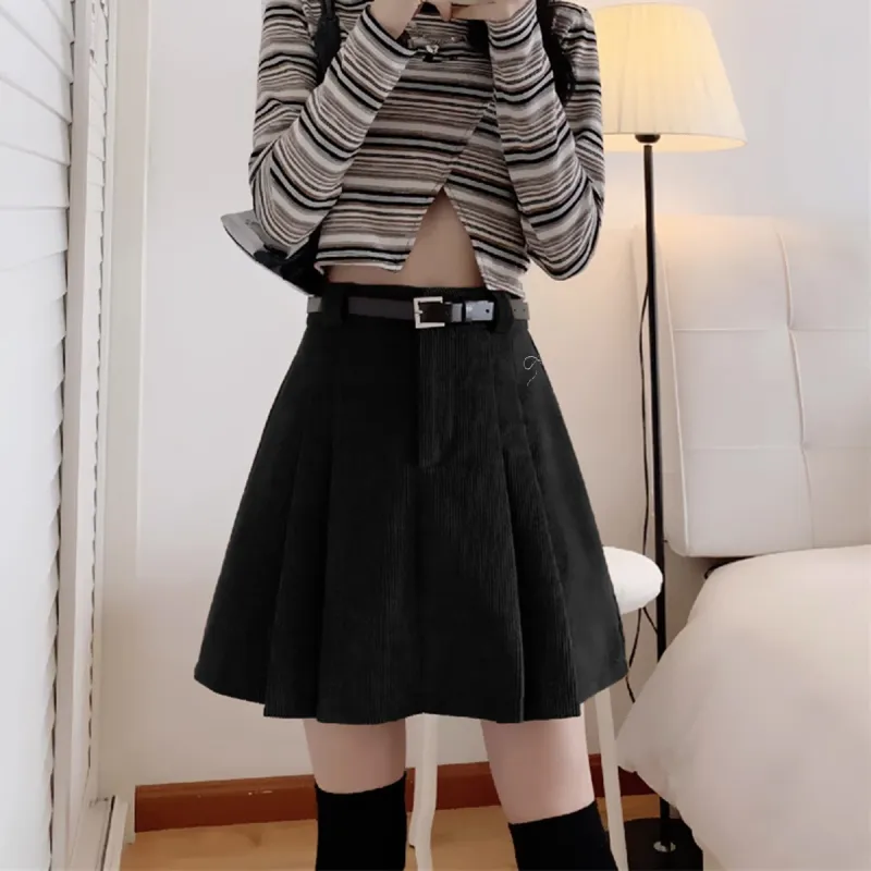 Tonlion Casual Short Skirts Women's Black-5