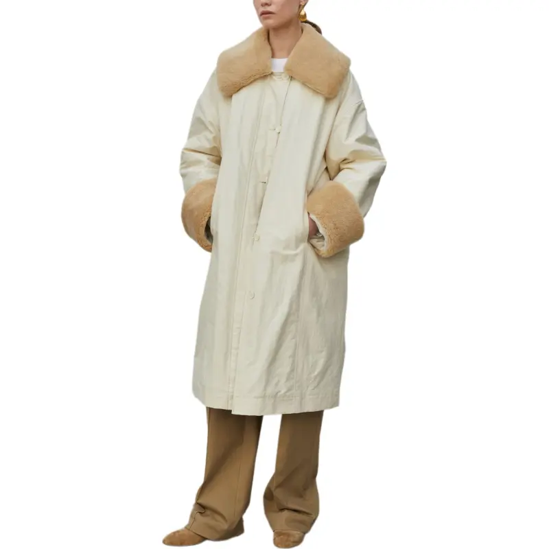 ETHOS COLLAR SHEARING COAT Coats Women's Ivory-4