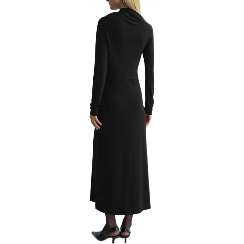 TOTEME Long Sleeved Asymmetric Neck Draped Dress-1