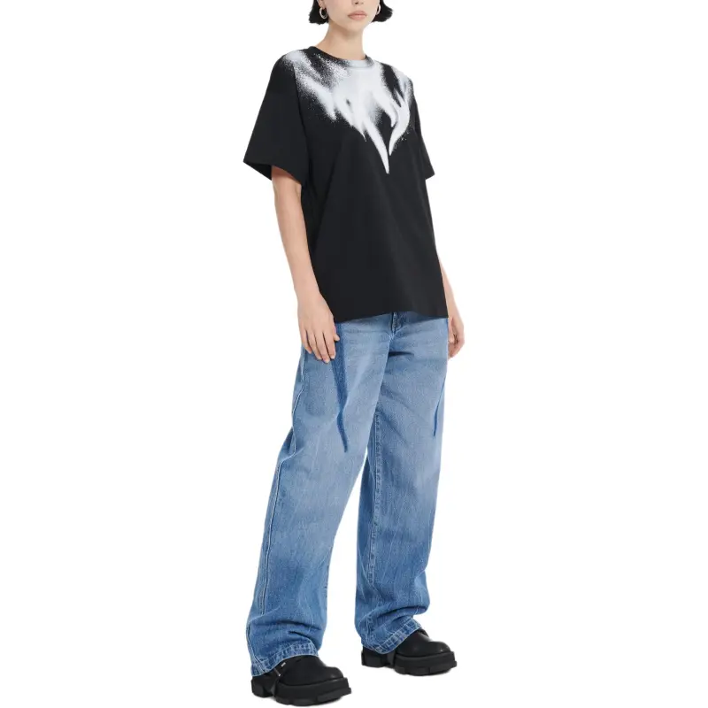 DION LEE FLAME PRINT OVERSIZED TEE T-Shirt Unisex Black/White-3