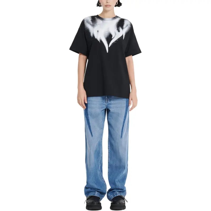 DION LEE FLAME PRINT OVERSIZED TEE T-Shirt Unisex Black/White-2