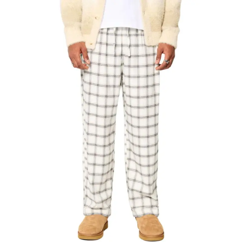 Hollister Pajama Pants Men's Cream Check-2