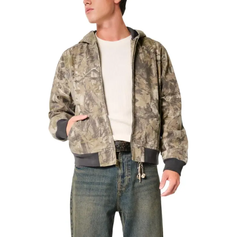 Hollister Jackets Coats Men's Brown Camouflage-1