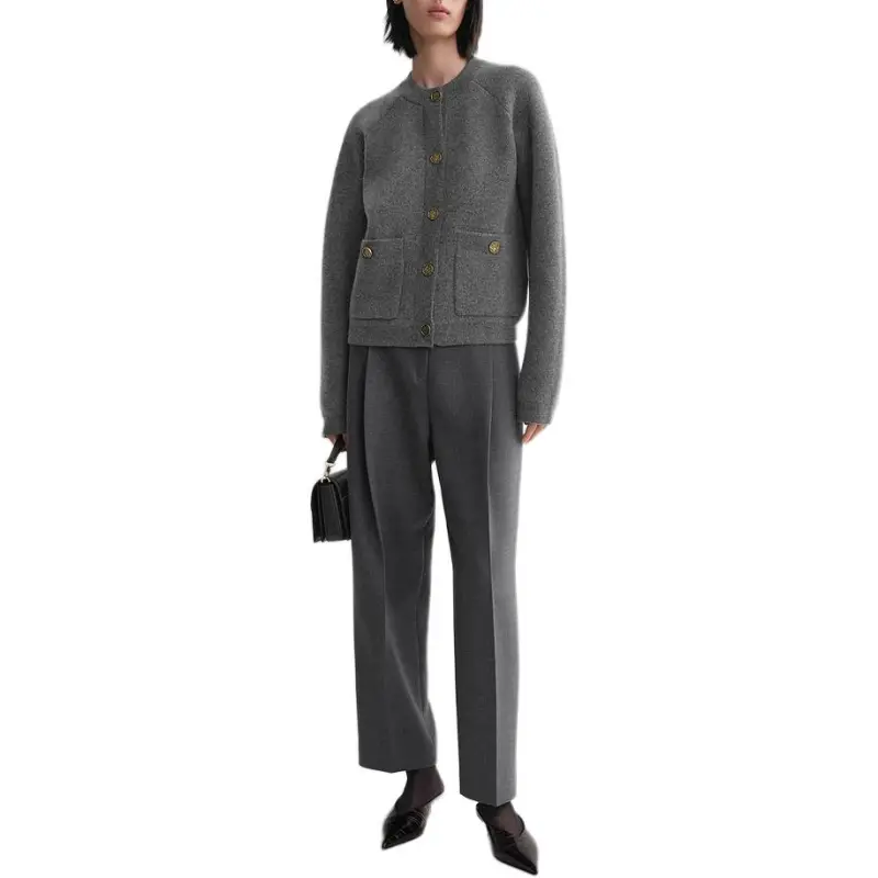 TOTEME Long Sleeved Crewneck Knitted Cardigan-3