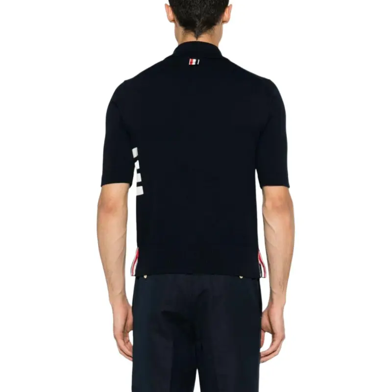 THOM BROWNE 4 Bar Short Sleeved Knitted Polo Shirt-3